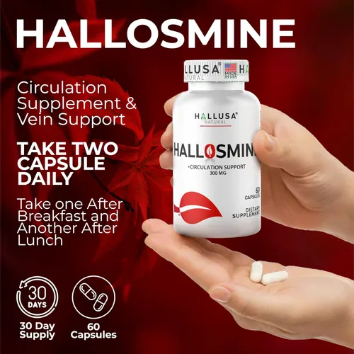 Miniatura 9 de Hallosmine Diosmin 300mg + crema gratis para venas, circulación de piernas, piernas pesadas, venas varicosas, suplemento circulatorio – Diosmina