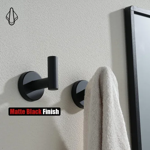 Miniatura 6 de JQK TH100-PB-P4 - Gancho negro para toallas de baño, cocina, garaje, montaje en la pared (paquete de 4), acero inoxidable 304 negro mate, TH100-PB-P4