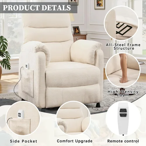 Miniatura 3 de Holaki Silla reclinable eléctrica, silla reclinable eléctrica de chenilla, sillas de sala de estar, silla de lectura, asiento de cine en casa