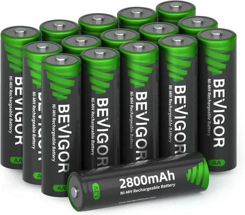 Miniatura 8 de BEVIGOR Paquete de 8 Baterías Recargables AA 1500 Ciclos, 2800 mAh de Alta Capacidad 1.2V NiMH Recargables Baterías AA de Baja Autodescarga Doble A