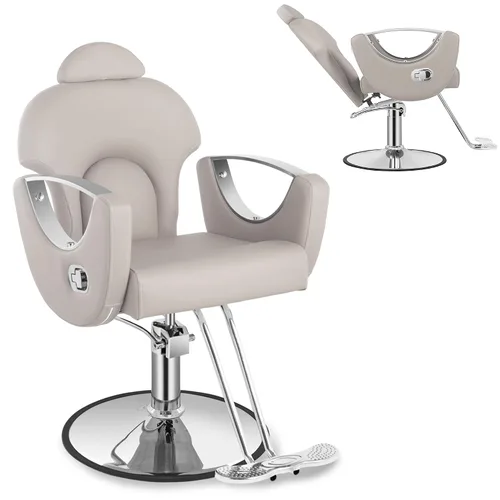 Miniatura 12 de Silla de peluquería de salón, silla de peluquería con bomba hidráulica de altura ajustable, sillas reclinables profesionales, silla de belleza
