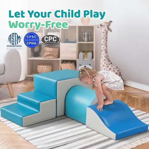 Miniatura 3 de Sumbababy Bloques de escalada de espuma para niños pequeños: con un túnel - 4 bloques de espuma - Escaladores de interior para niños, estructuras
