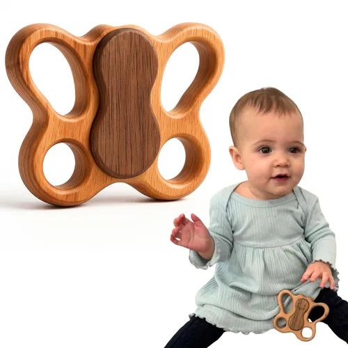 Sonajero de madera para bebés de 0 a 6 y 6 a 12 meses, juguete natural Montessori, sonajero de sonido tranquilo para niños y niñas recién nacidos,