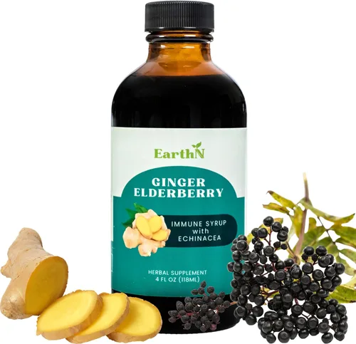 Jarabe de defensa inmunológica de bayas de saúco con equinácea, vitamina C, miel, líquido orgánico súper premium, ingredientes 100% puros,