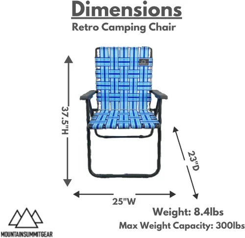 Miniatura 2 de MOUNTAIN SUMMIT GEAR Caddis Sports - Silla de camping retro, ligera, plegable, marco de acero duradero, capacidad de 300 libras, rayas vintage
