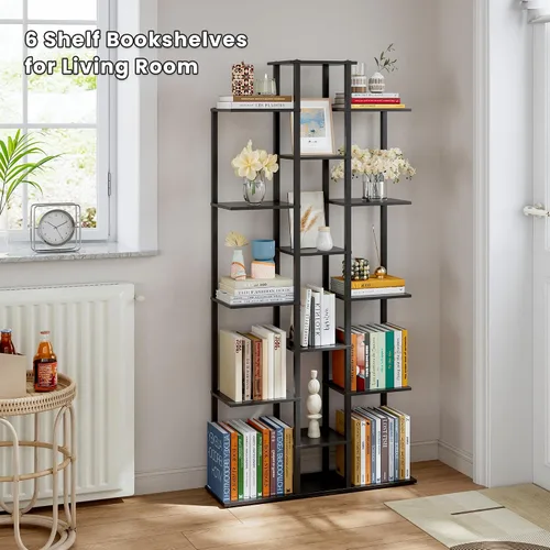 Miniatura 5 de DGSANDGO Estantería de 5 niveles para espacios pequeños, resistente y compacta para sala de estudio/dormitorio, estante de almacenamiento de madera