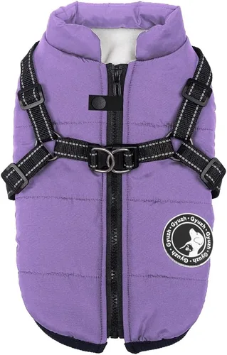 Miniatura 17 de Jinpet - Abrigo con arnés reflectante de invierno para perro, tela polar impermeable, chaqueta con cremallera, para cachorros, perros pequeños, Verde