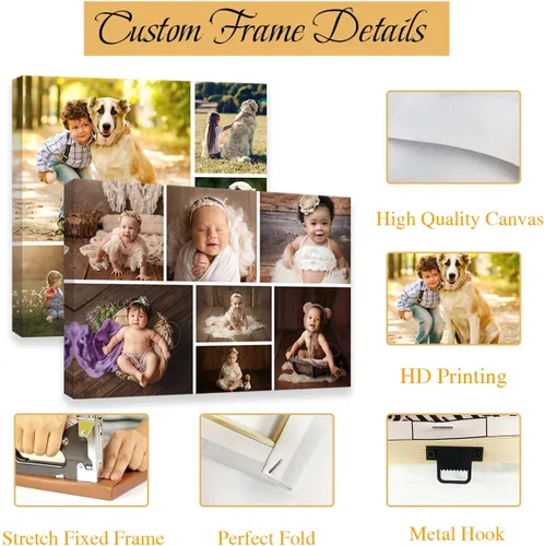 Miniatura 5 de DOARTDO Impresiones en lienzo personalizadas con tus fotos, collage personalizado de arte de pared para familia, boda, bebé, mascota, perro, marco 9