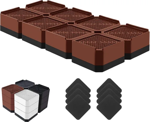 Miniatura 30 de Elevadores de cama resistentes, bloques elevadores de muebles ajustables de 1.5, 3, 4.3 pulgadas para patas de sofá, mesa, escritorio, refrigerador