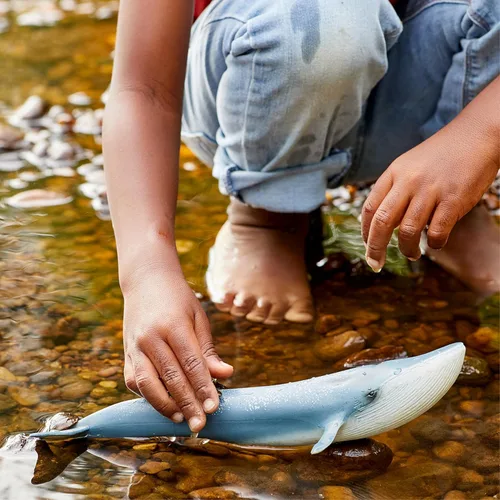 Miniatura 3 de Schleich Wild Life - Figurina realista de ballena azul, juguete de animal acuático auténtico y altamente detallado, duradero para la educación