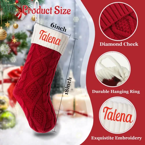Miniatura 34 de Calcetines de Navidad personalizados para perros y gatos, calcetín de Navidad bordado con nombre personalizado en forma de pata de mascota o hueso