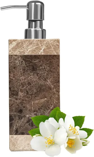 Miniatura 8 de Dispensador de jabón de mármol para baño, Amaauto dispensador de jabón líquido y loción de mármol natural con bomba en botella para encimera de Gris