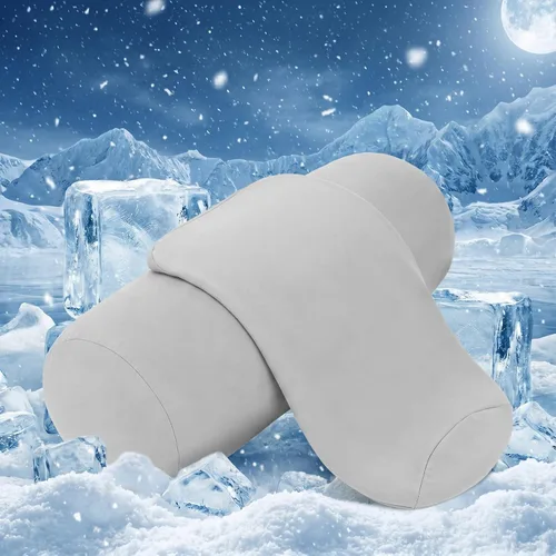 Miniatura 10 de Newwiee 2 fundas de almohada cilíndricas para el cuello cervical con cremallera de 16 x 6 pulgadas, rollo de cuello redondo, funda de almohada Azul