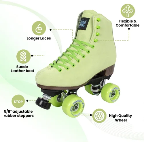Miniatura 6 de Sure-Grip Boardwalk - Patines de ruedas unisex para exteriores con botas de cuero retro y ruedas 82A Limonero