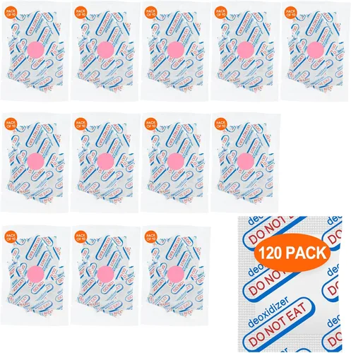 120 paquetes de absorbentes de oxígeno de grado alimenticio de 500 CC (10 paquetes en bolsa de vacío individual), absorbentes de oxígeno para