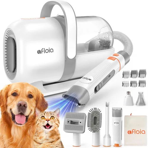 Afloia - Kit de aseo para perros 6 en 1, aspiradora de aseo de mascotas para desprendimiento, aspiradora de pelo de perro con cortadora de uñas,