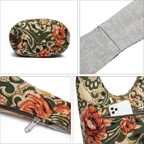 Miniatura 82 de Bolsa de hombro para mujer, de lona en estilo hippie/bohemio para llevar cruzada al hombro, disponible en diferentes colores y estampados