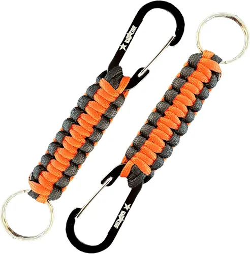 Miniatura 16 de Llavero Paracord con mosquetón – 2 llaveros de mosquetón para mochila, supervivencia, campamento. Llaveros de paracaídas para hombre Rosa - Black