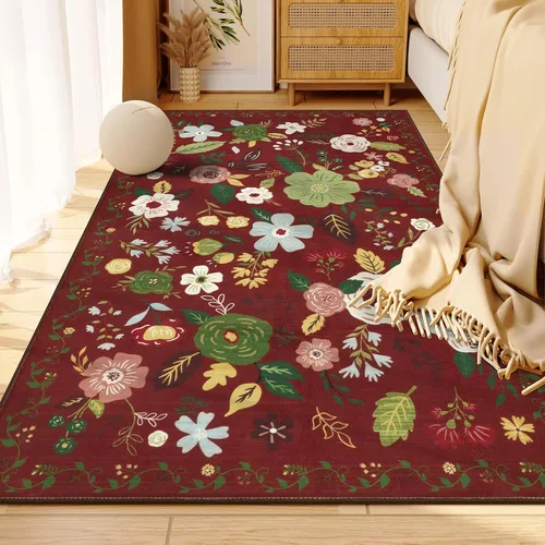 Miniatura 51 de U'Artlines Alfombra de Área Bohemia Lavable, 2x3 Pequeña Suave Antideslizante Vintage Felpudo para Puerta Frontal Interior Alfombra Verde