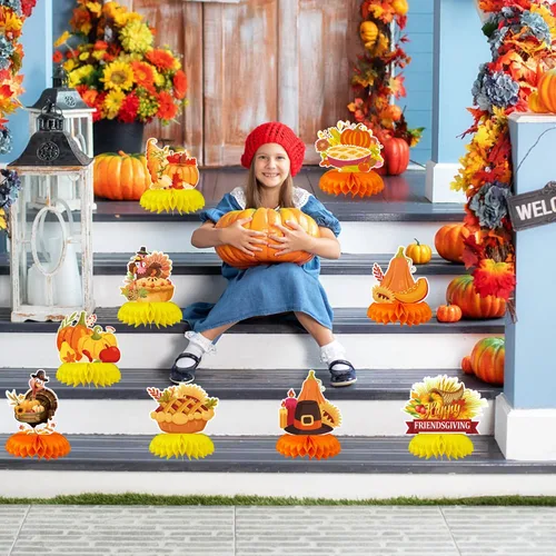 Miniatura 12 de 9 piezas de decoración de centro de mesa de otoño, decoración de mesa para fiesta de otoño, centro de mesa de Acción de Gracias, centro de mesa