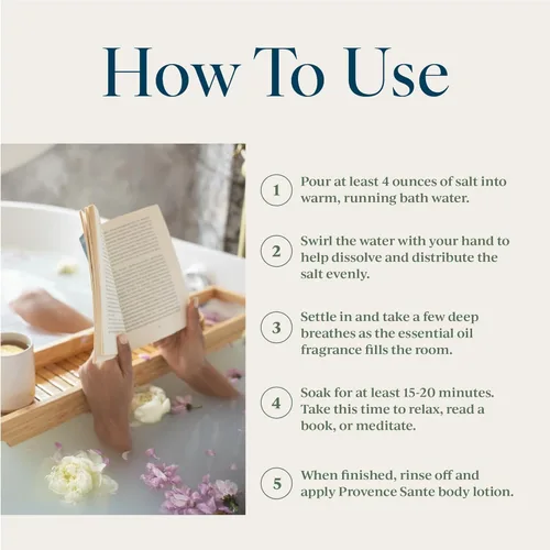 Miniatura 3 de Provence Sante Sal de baño relajante – Remoje de lujo y calmante – Aroma fresco de flor de tilo – Hecho en Francia – 20 onzas