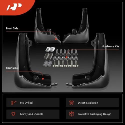 Miniatura 5 de A-Premium Juego de 4 unidades de guardabarros con accesorios de hardware compatibles con Tesla Model S 2012-2016, sedán, color negro mate, delantero