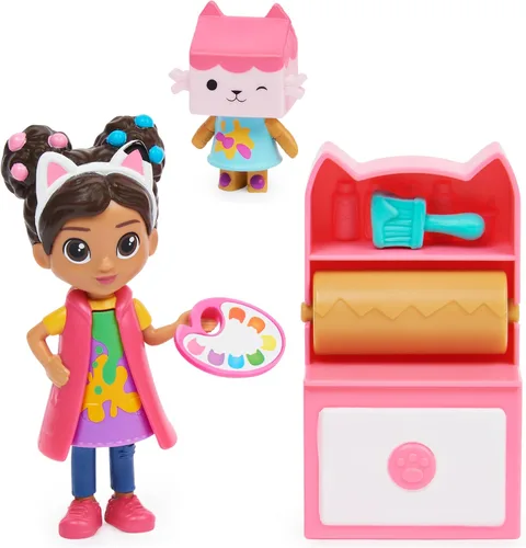 Gabby's Dollhouse, juego de estudio de arte con 2 figuras de juguete, 2 accesorios, camión de reparto y pieza de mobiliario, juguetes para niños de