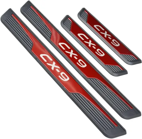 Miniatura 3 de Kit de protector de umbral de puerta inoxidable para Mazda CX-9 2017-2023 Accesorio interior (rojo)