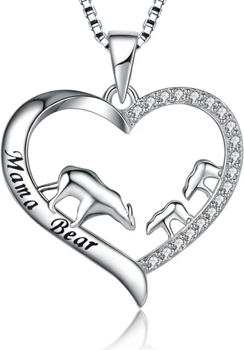 Regalo para el día de la madre, plata de ley 925, collar con colgante de corazón de amor, mamá, oso, panda, elefante, perezoso, animales, collares