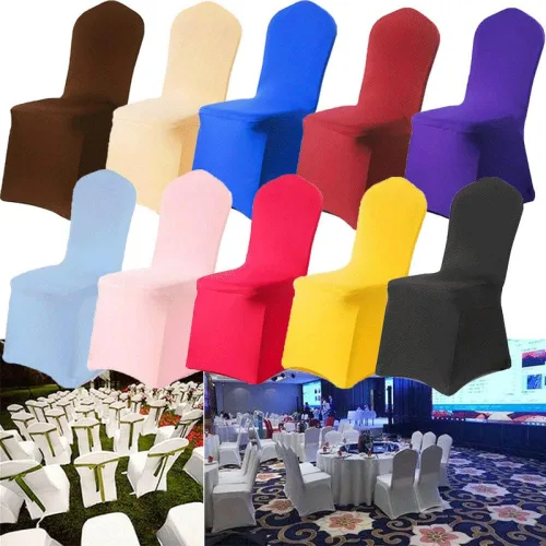 Miniatura 3 de Funda para silla de color sólido, funda elástica de elastano, para banquete de boda, fiesta, banquete, hotel, comedor, color blanco