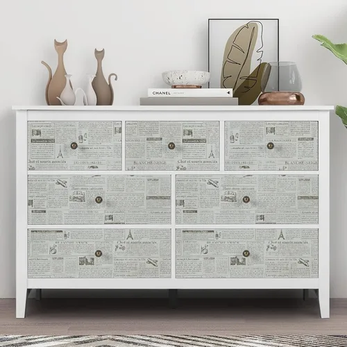 Miniatura 4 de Papel pintado de periódico TANONE 17.7" X 78.7” Papel pintado vintage retro en blanco y negro papel pintado para despegar y pegar para encimeras