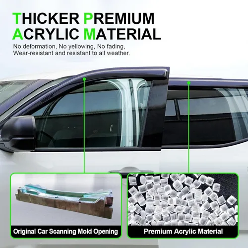 Miniatura 5 de Protectores de lluvia de montaje exterior, viseras de ventana para Chevrolet (Chevy) Equinox 2018-2024, deflectores de ventilación de viento