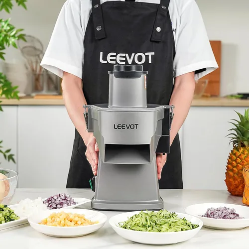 Miniatura 2 de LEEVOT Picadora Comercial de Verduras 200W, Procesador Eléctrico de Alimentos para Rebanar, Cortar en Cubitos y Rallar, Cortadora Profesional