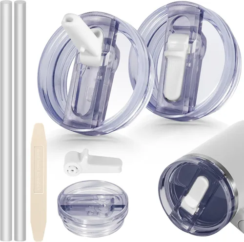 Miniatura 62 de 14 oz Tapa con popote abatible de repuesto para accesorios de vaso Stanley, 2 tapas antiderrames a prueba de derrames para vasos Stanley de 14 oz