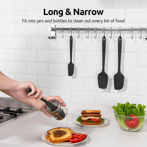 Miniatura 9 de Juego de espátulas de silicona U-Taste con resistencia al calor de 600 grados Fahrenheit (Negro)