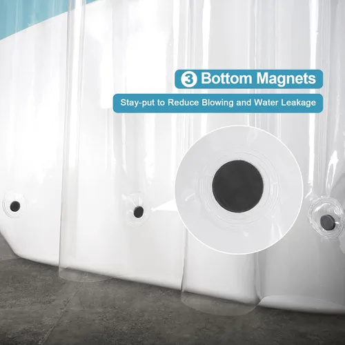 Miniatura 4 de Cortina de baño EurCross con 3 imanes, forro transparente de PEVA 9G, cortina de medio baño 36x72 para ducha