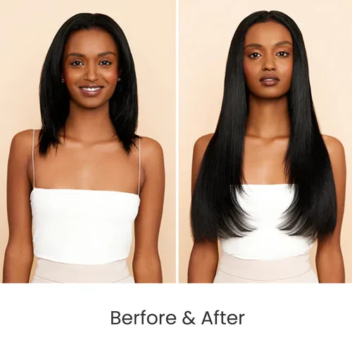 Miniatura 8 de Extensiones de cabello con clip sin costuras de cabello humano real, extensiones de cabello natural negro real con clip 7 piezas 100 g 36 cm