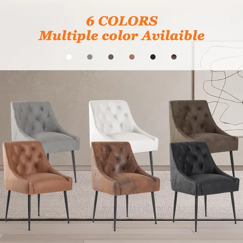 Miniatura 6 de Juego de 2 sillas de comedor modernas, sillas de comedor de cocina de mediados de siglo con cojines de 5.12 pulgadas y patas de metal, sillas Beige