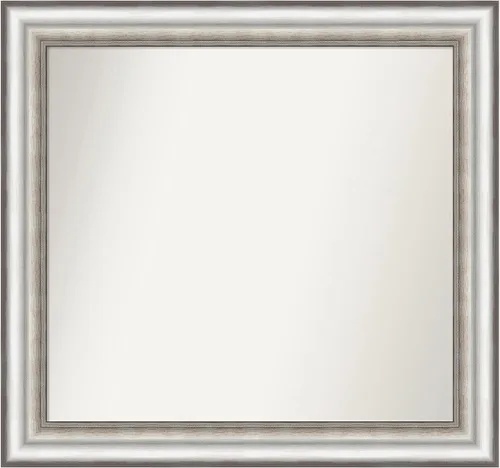 Miniatura 197 de Amanti Art Espejo de baño plateado para sobre el fregadero, 26 x 26 pulgadas, espejo cuadrado de plata antigua, marco de madera tradicional mediano