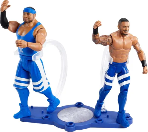 Miniatura 2 de Mattel WWE Championship Showdown - Juego de 2 figuras de acción y accesorios, serie #8 Angelo Dawkins vs Montez Ford Collectible, 6 pulgadas