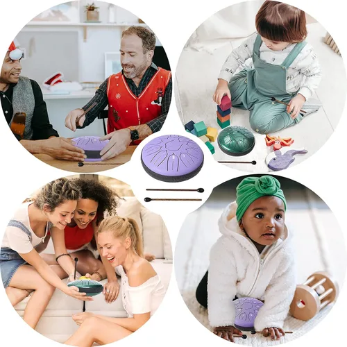 Miniatura 7 de Tambor de Lengua de Acero, Tambor Handpan Ubblove 11 Notas 6 Pulgadas Instrumentos de Percusión con Mazos Bolsa para Meditación Educación Musical 6