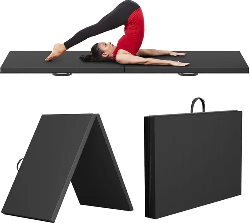 BLKMTY Gymnastics Mats, Folding Exercise Mat Gym Yoga Aerobics Fitness Mats Kids' Gymnastics Tumbling Mat with Carrying Handles for Home Gym