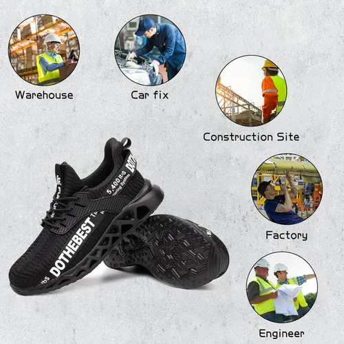 Miniatura 7 de Furuian - Tenis con punta de acero para hombres y mujeres, zapatos de seguridad ligeros, cómodos, a prueba de pinchazos, zapatos de trabajo