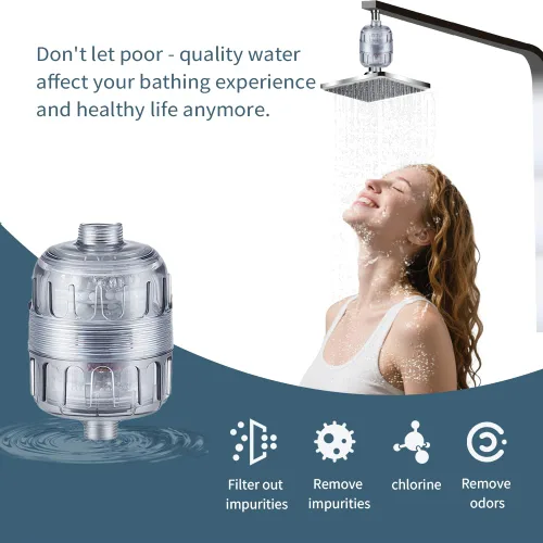 Miniatura 5 de Filtro de cabezal de ducha, sistema de filtración de 15 etapas, elimina el cloro y los metales pesados, suaviza el agua para una piel y cabello más