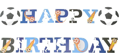 Cartel de feliz cumpleaños, decoración de cumpleaños de fútbol, banderines para decoraciones de fiesta, cumpleaños de niños