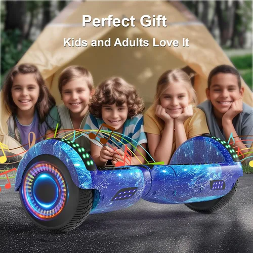 Miniatura 7 de Kids Scooter with Bluetooth Speaker & Corlorful LED Lights, Dual 250W Motor 7.5 Mph Speed, Gifts for All Ages Azul Galaxia