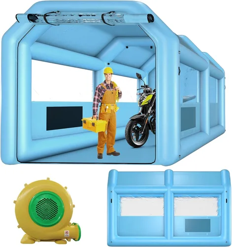 Cabina de pintura inflable de 13.5 x 8.5 x 8.5 pies, cabina de pulverización inflable con un soplador de 750 W y sistema de filtro de aire, cabina