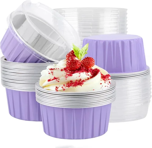 Miniatura 36 de EUSOAR Forros para cupcakes para hornear, 50 forros para magdalenas de 5 onzas, moldes de papel de aluminio desechables, recipientes de postre, 5