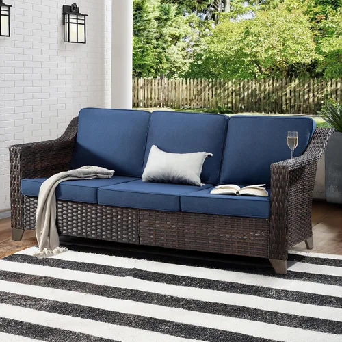 Miniatura 20 de Joyside Sofá de patio – Sofá de ratán de 3 plazas, sofá de respaldo alto para todo tipo de clima, tamaño grande mejorado con cojines de asiento de 4