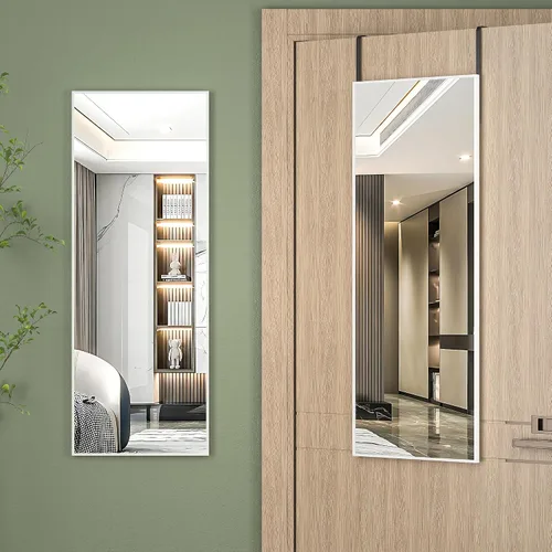Miniatura 15 de Hasipu - Espejo de puerta de cuerpo completo, 51 x 16 pulgadas, espejo de pared de cuerpo completo para colgar sobre la puerta, espejo para Blanco